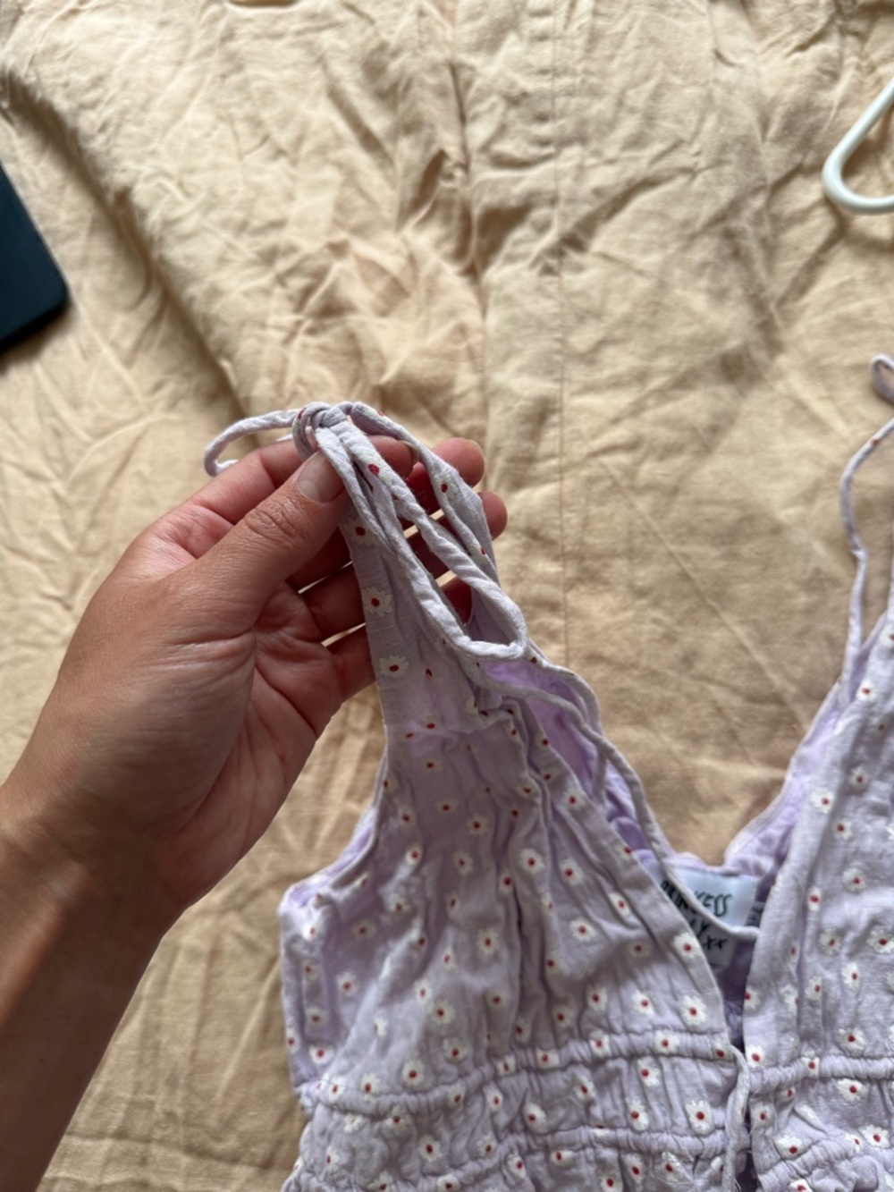 Princess Polly Light Purple Floral Tie-Front Tank Top - Picture 2 of 5